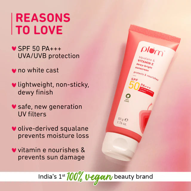 Plum Vitamin E SPF 50 PA+++ Dewy-Bright Sunscreen