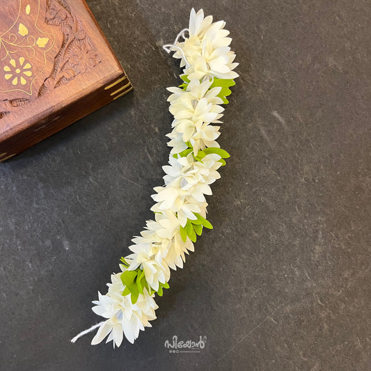 White Green Tulsi 02 - Hair Styling Flower Mala