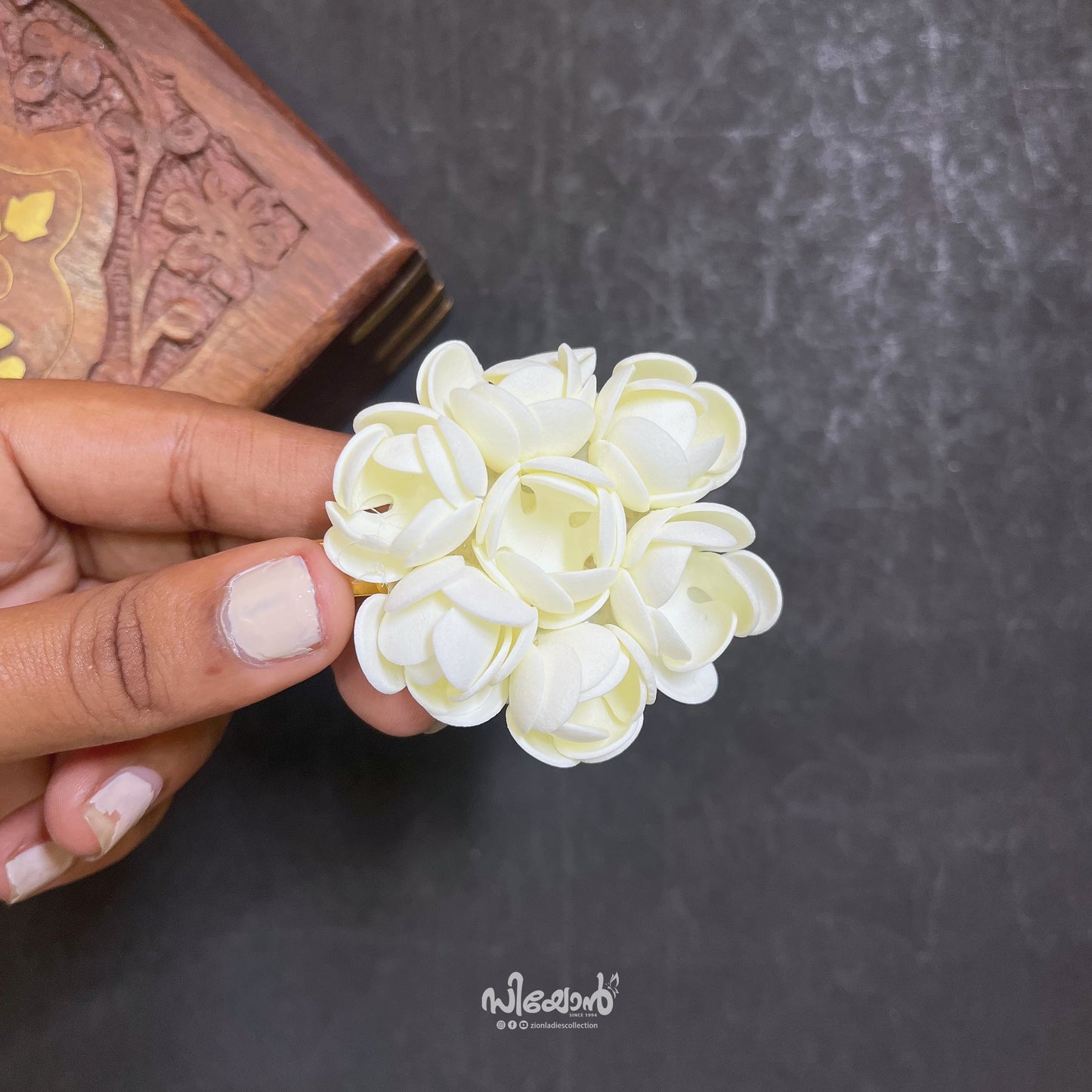 Jasmine Foam Sheet Flower  - Alligator Clip