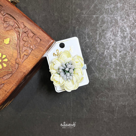 Jasmine Foam Sheet Flower - Alligator Clip (Silver)
