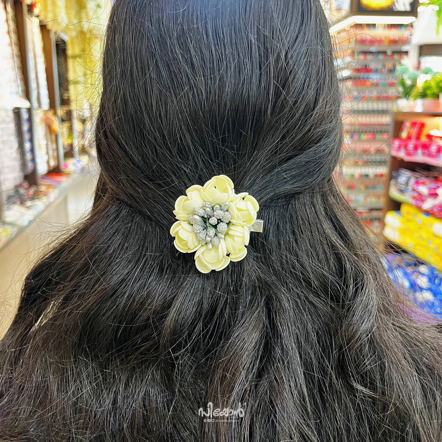 Jasmine Foam Sheet Flower - Alligator Clip (Silver)